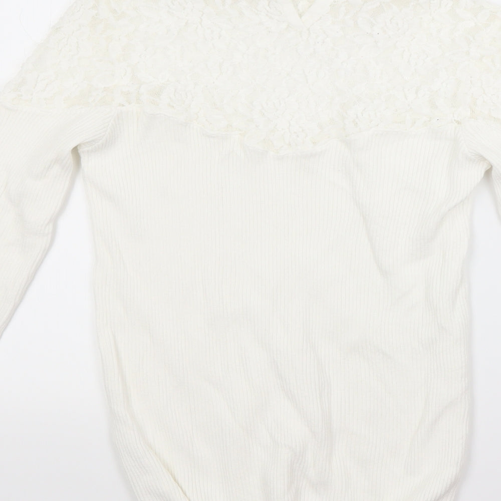 Brand and care label for tesini women’s white jumper, size UK 12