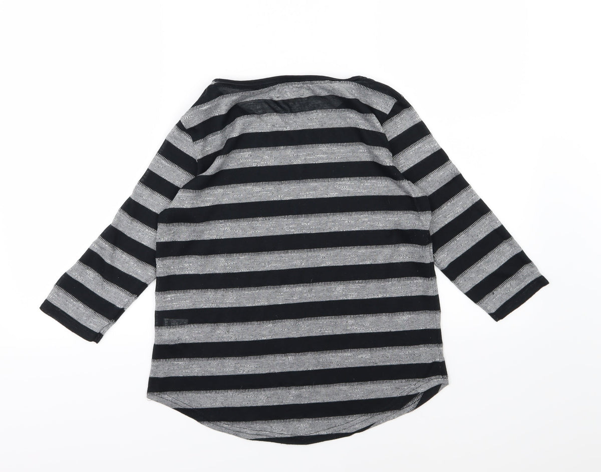 Back view of Papaya women’s grey striped knit jumper, size UK 10