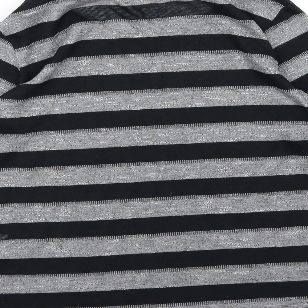 Brand and care label for Papaya women’s grey striped knit jumper, size UK 10