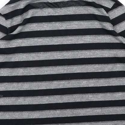 Brand and care label for Papaya women’s grey striped knit jumper, size UK 10