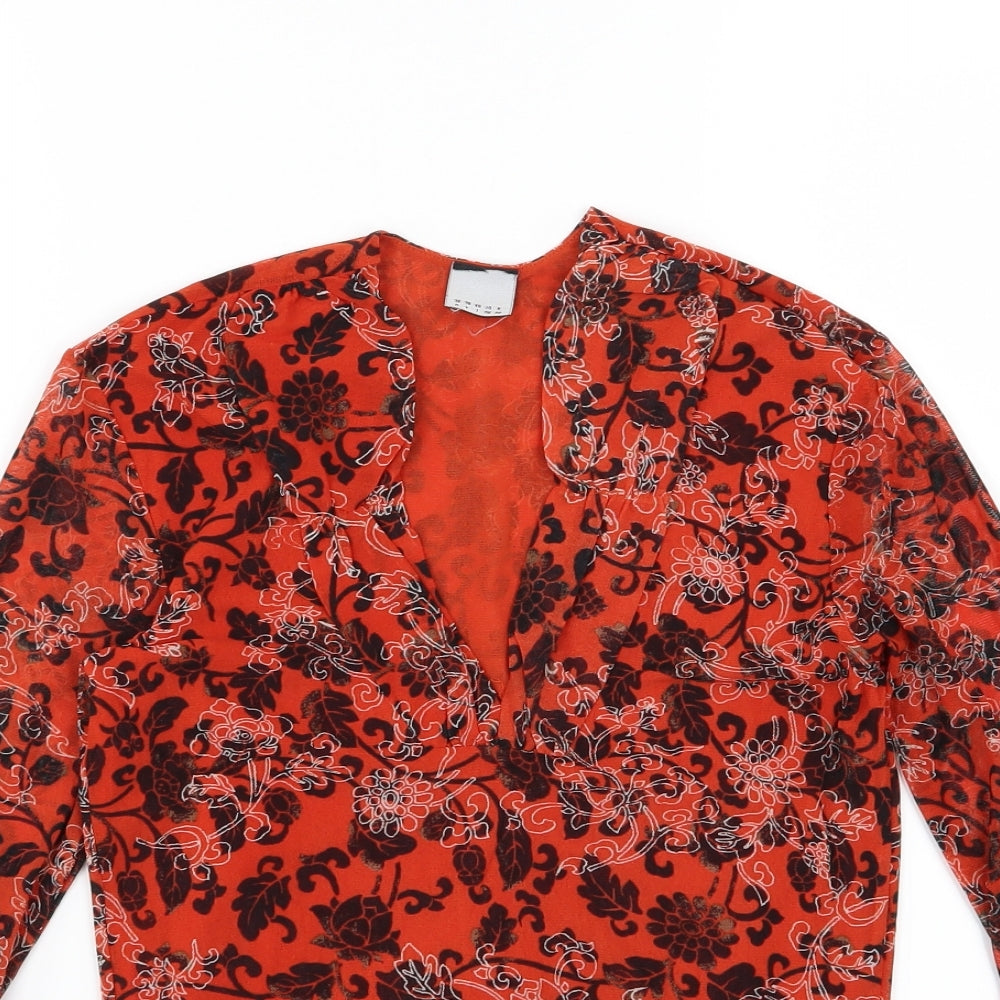 Womens UK Size 10 Preworn Orange Basic Blouse