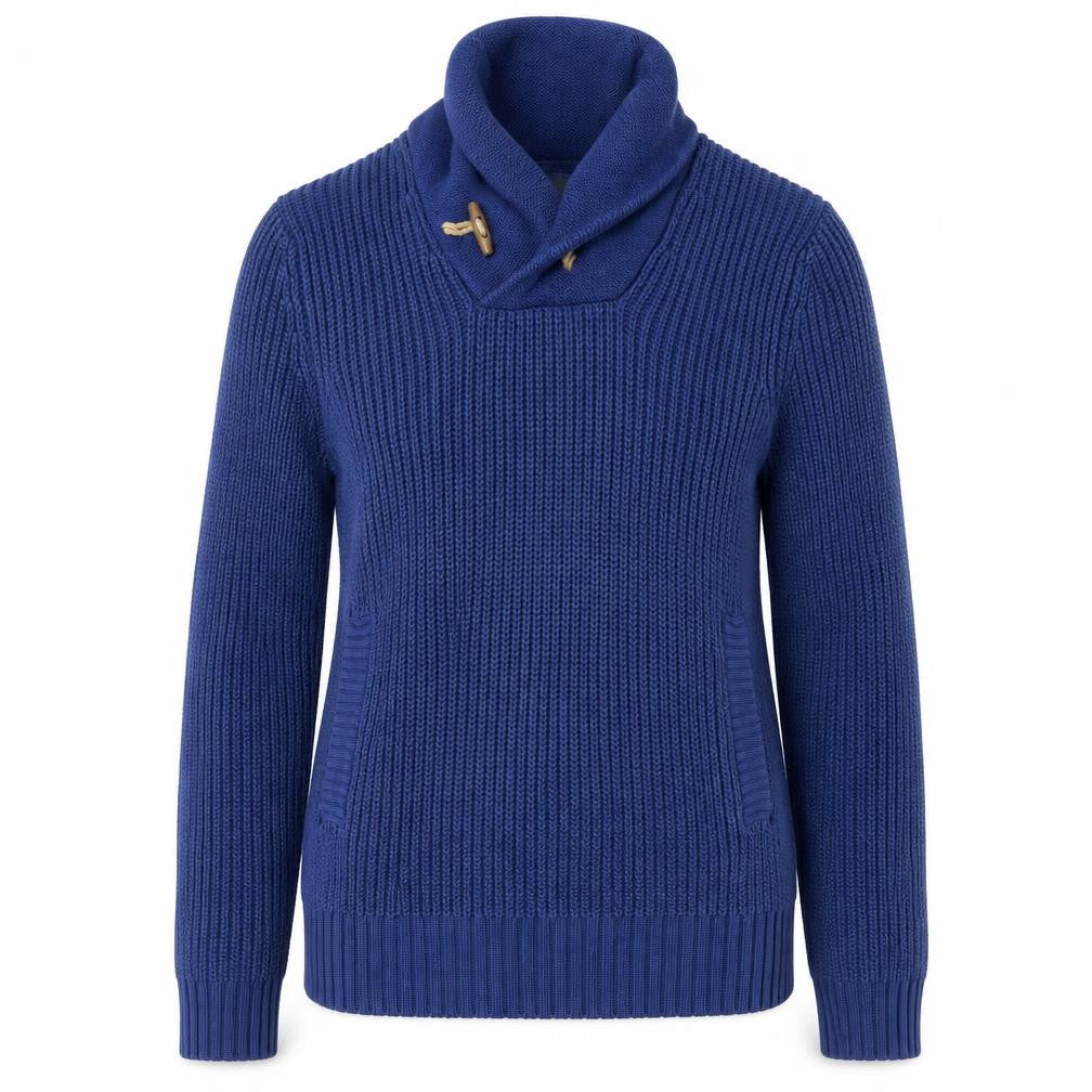 Front view of H&M women’s blue knit jumper, size S