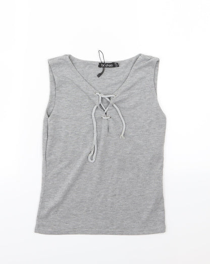 Womens UK Size 6 Boohoo Grey Basic Tank