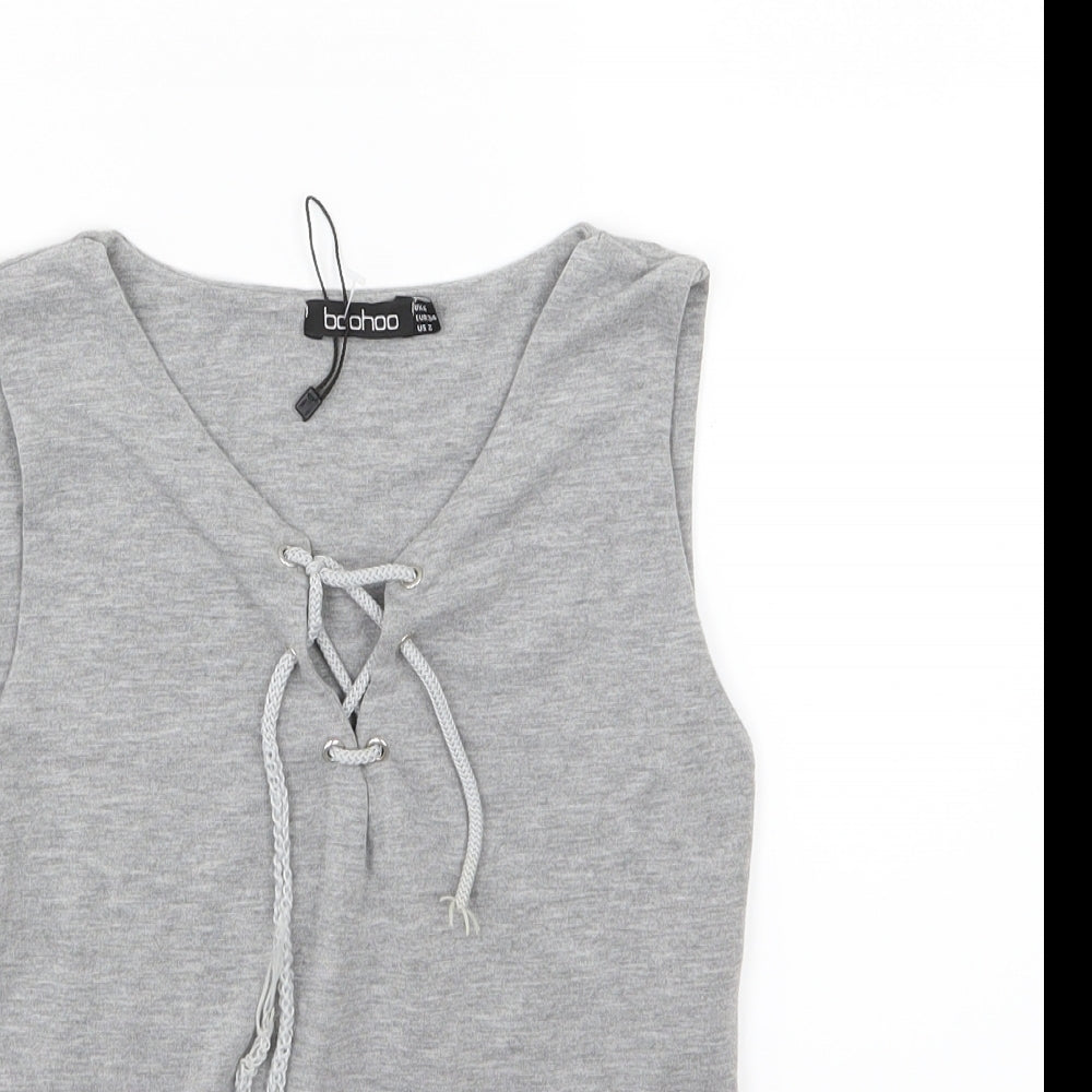 Womens UK Size 6 Boohoo Grey Basic Tank