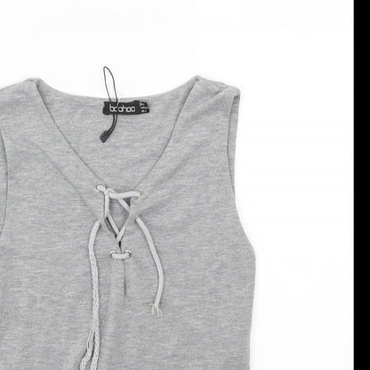 Womens UK Size 6 Boohoo Grey Basic Tank