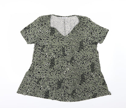 Evans Womens Green Animal Print Jersey Basic T-Shirt Size 10