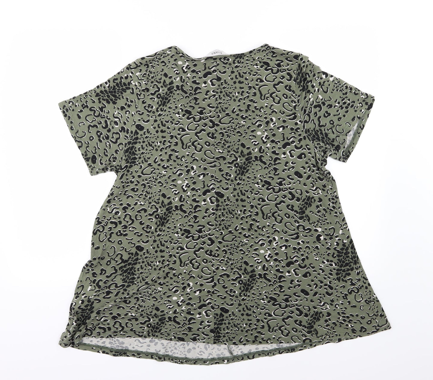 Evans Womens Green Animal Print Jersey Basic T-Shirt Size 10
