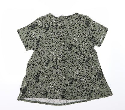Evans Womens Green Animal Print Jersey Basic T-Shirt Size 10