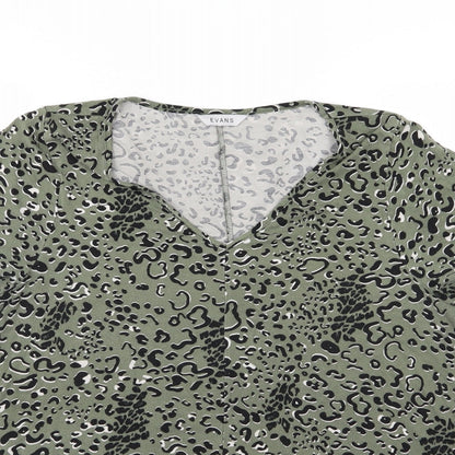 Evans Womens Green Animal Print Jersey Basic T-Shirt Size 10