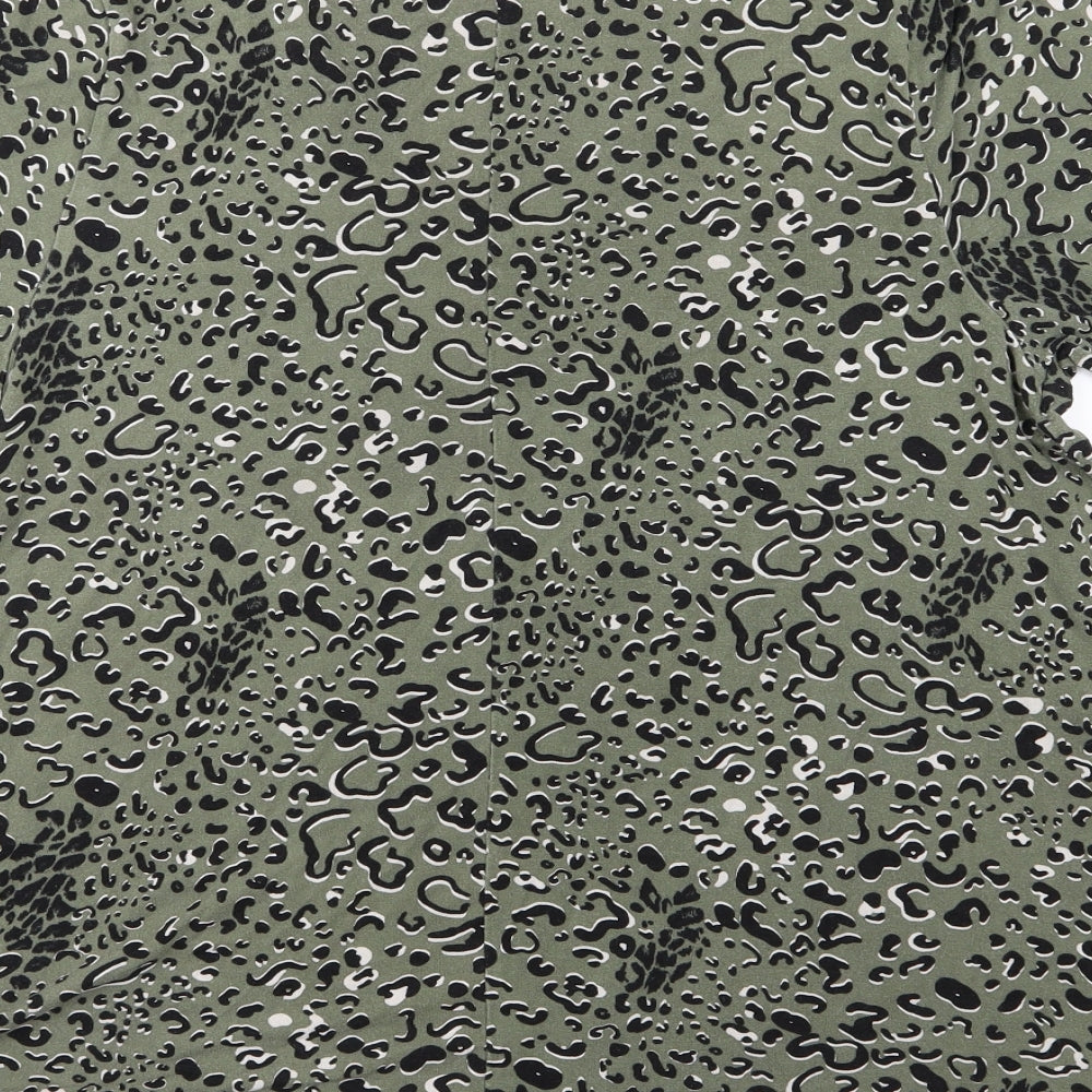 Evans Womens Green Animal Print Jersey Basic T-Shirt Size 10