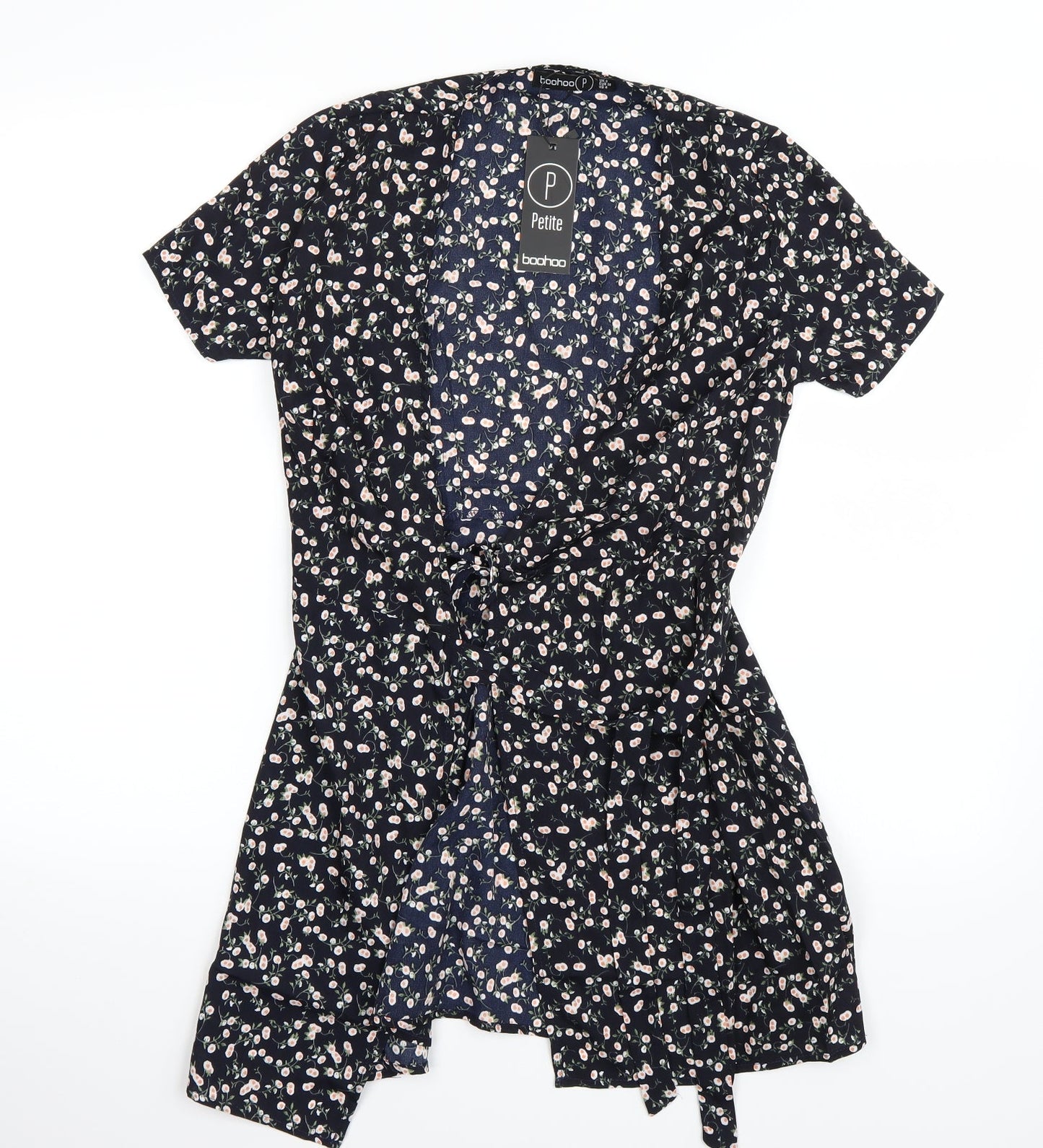 Boohoo Womens Black Floral  A-Line  Size 8