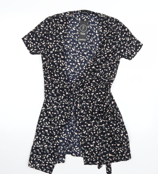 Boohoo Womens Black Floral  A-Line  Size 8