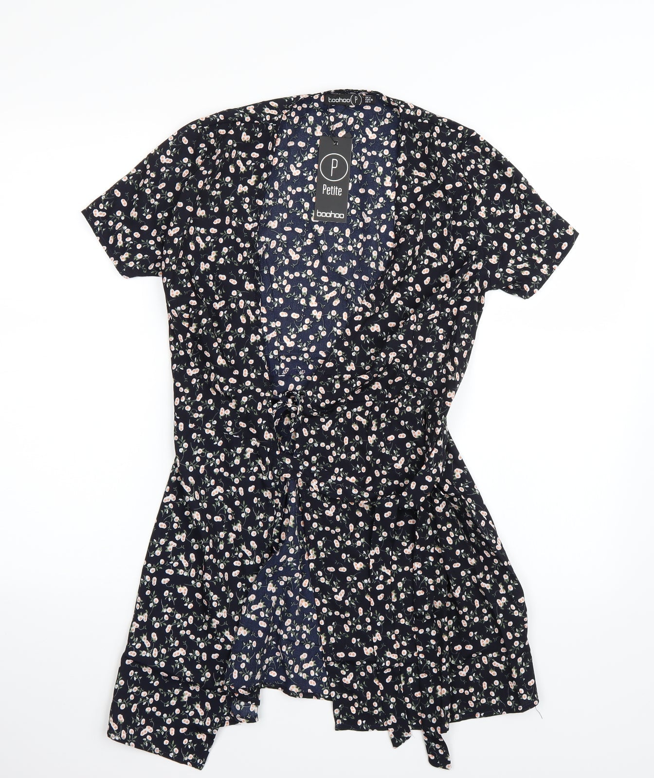 Boohoo Womens Black Floral  A-Line  Size 8