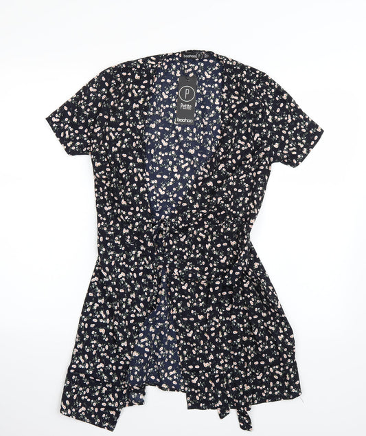 Boohoo Womens Black Floral  A-Line  Size 8
