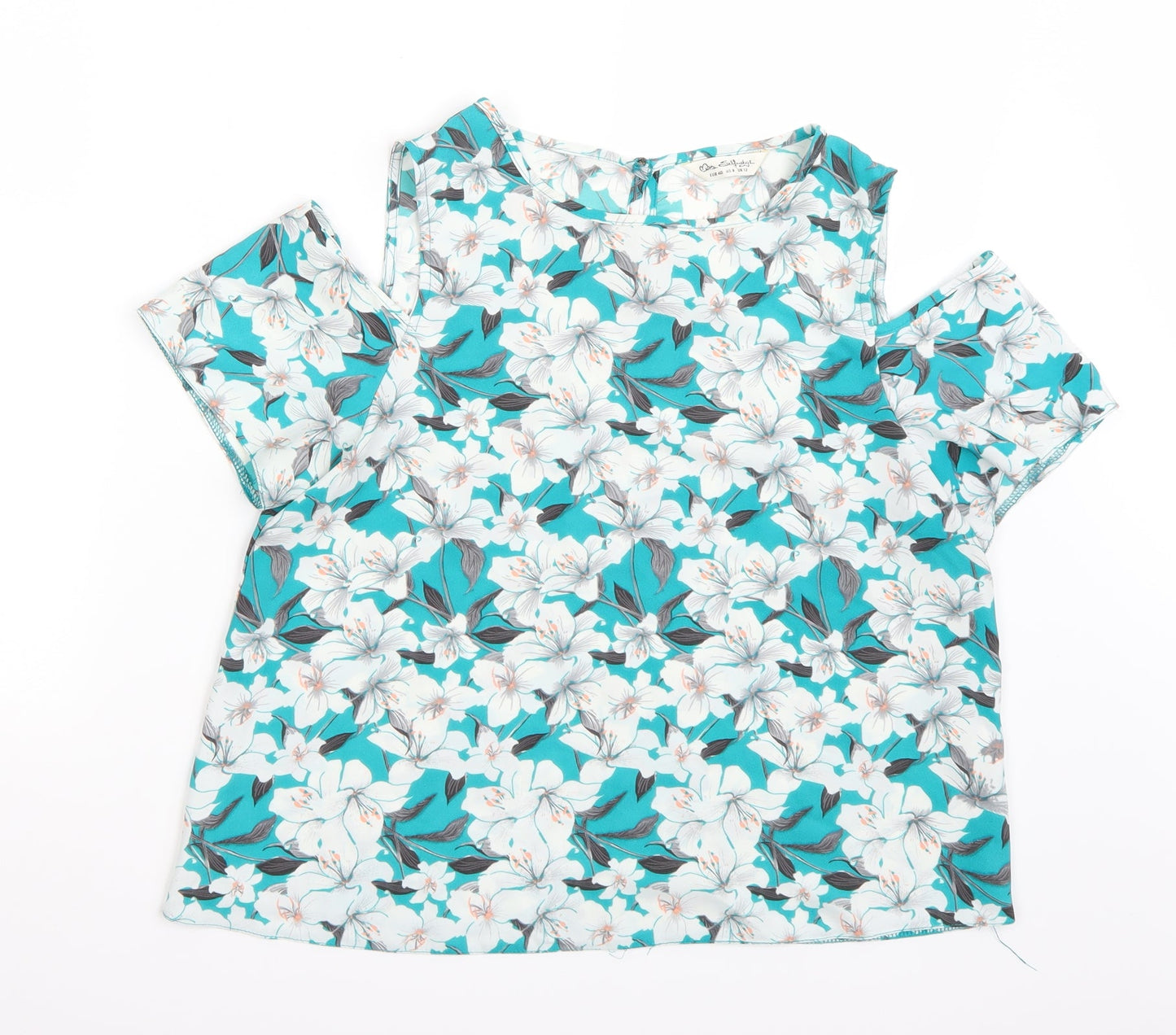 Miss Selfridge Womens Green Floral  Basic T-Shirt Size 12