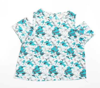 Miss Selfridge Womens Green Floral  Basic T-Shirt Size 12