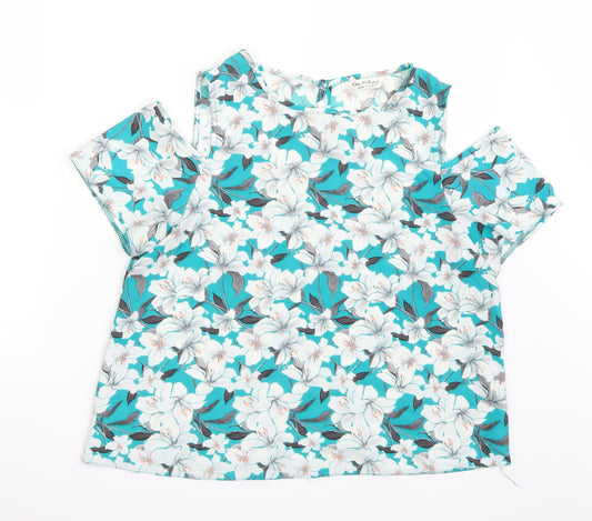Miss Selfridge Womens Green Floral  Basic T-Shirt Size 12