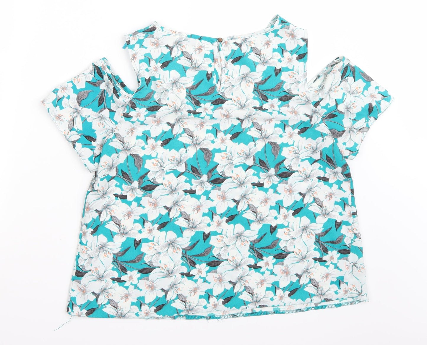 Miss Selfridge Womens Green Floral  Basic T-Shirt Size 12