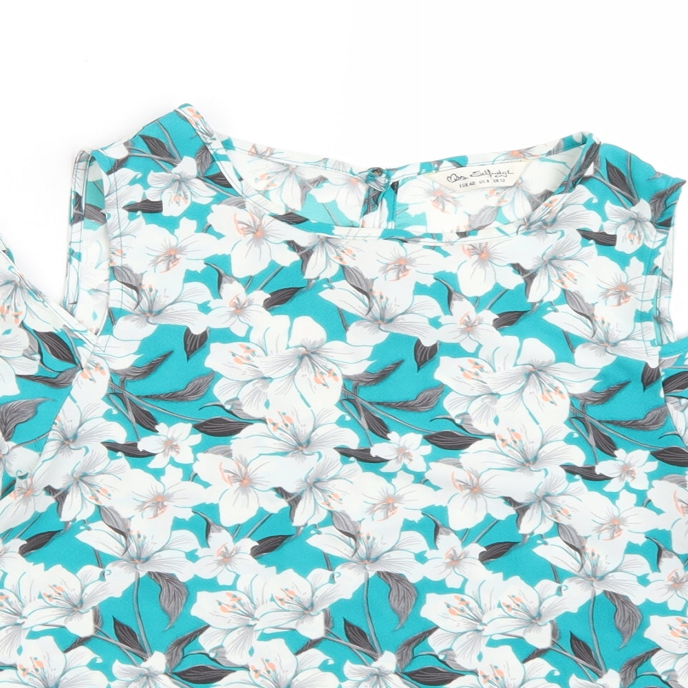 Miss Selfridge Womens Green Floral  Basic T-Shirt Size 12