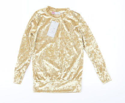 Silk Girls Gold  Velour Pullover Sweatshirt Size 7-8 Years
