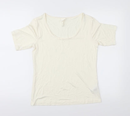 H&M Womens Ivory   Basic T-Shirt Size M  - Slinky feel
