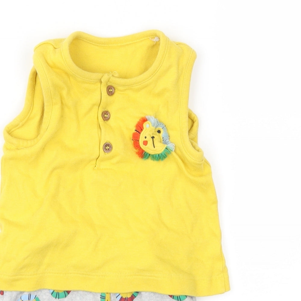 Mini Club Baby Yellow  Jersey Romper One-Piece Size 6-9 Months  - Lion