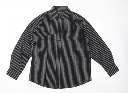 Mens UK Size 16.5 Greenwoods Black  Button-Up Long Sleeve Casual Shirt