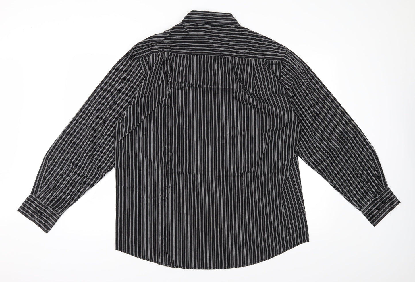 Mens UK Size 16.5 Greenwoods Black  Button-Up Long Sleeve Casual Shirt