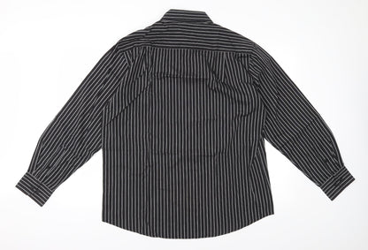 Mens UK Size 16.5 Greenwoods Black  Button-Up Long Sleeve Casual Shirt
