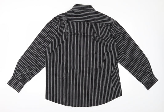 Mens UK Size 16.5 Greenwoods Black  Button-Up Long Sleeve Casual Shirt