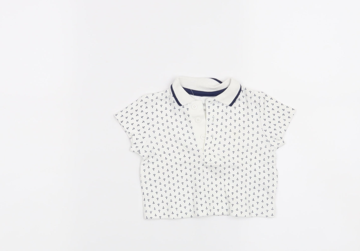 Little Me Boys White   Basic T-Shirt Size 6-9 Months  - Anchor