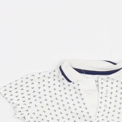 Little Me Boys White   Basic T-Shirt Size 6-9 Months  - Anchor