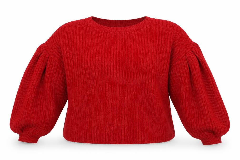 Front view of Primark women’s red jumper, size UK 6