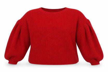 Front view of Primark women’s red jumper, size UK 6