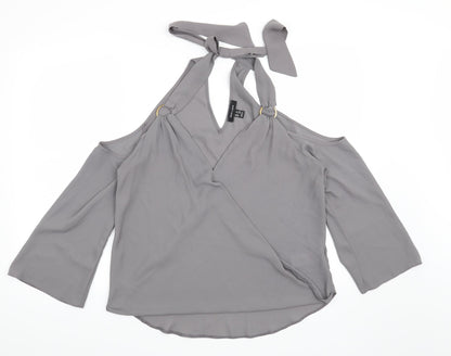 Womens UK Size 12 New Look Grey Basic Blouse