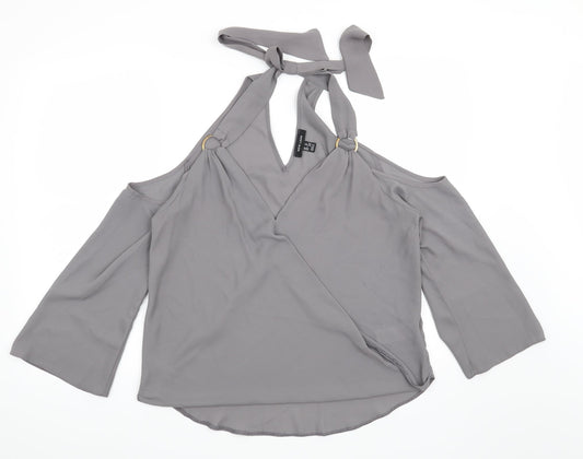 Womens UK Size 12 New Look Grey Basic Blouse