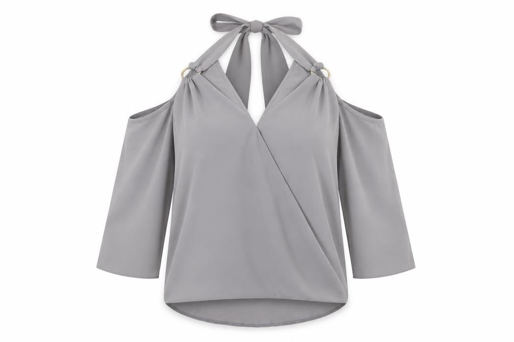 Womens UK Size 12 New Look Grey Basic Blouse