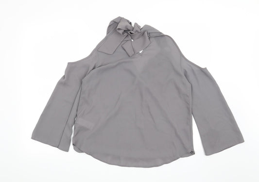 Womens UK Size 12 New Look Grey Basic Blouse