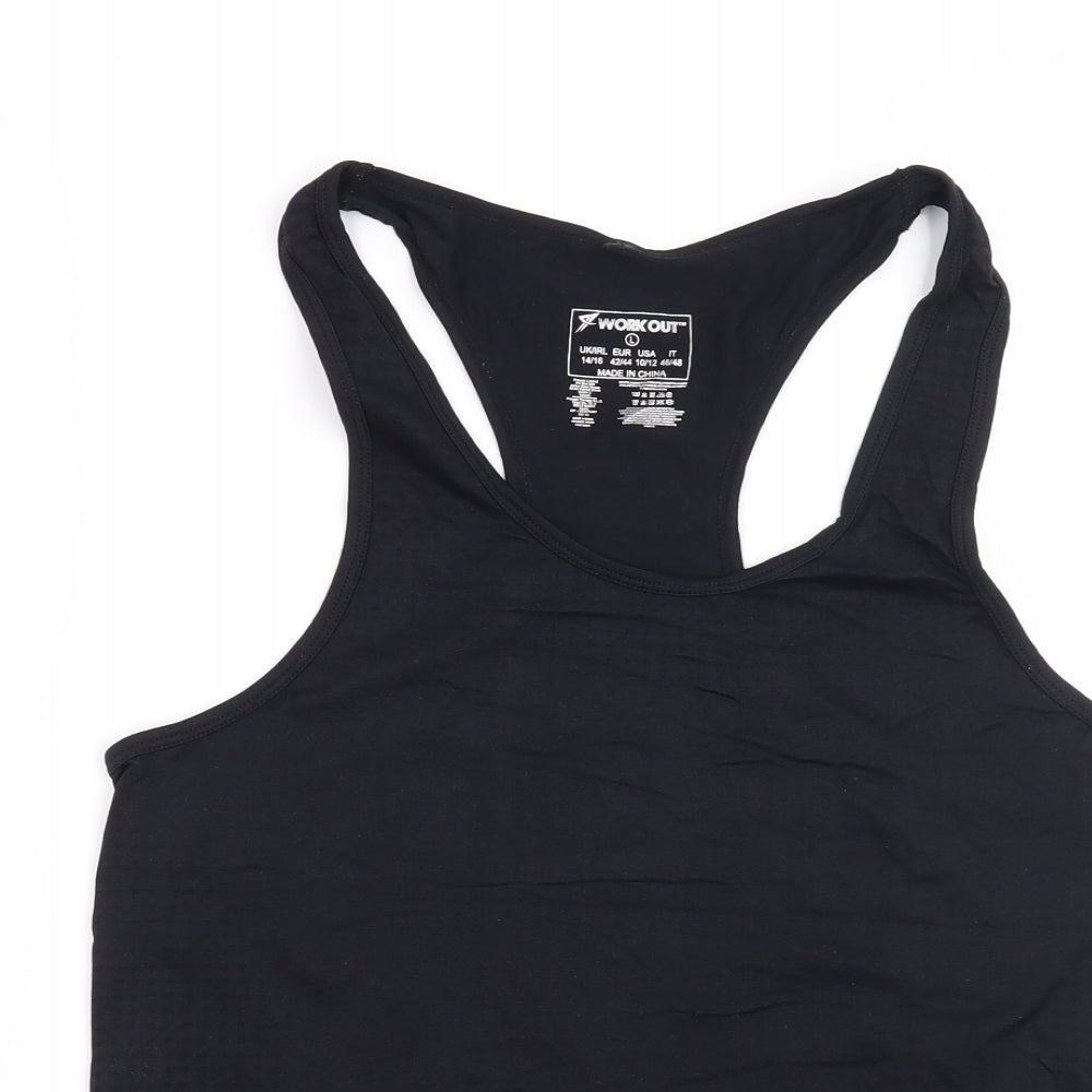 Womens UK Size 14 Workout Black Basic T-Shirt