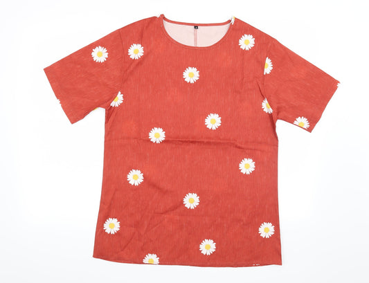 Womens UK Size S Preworn Orange Basic Blouse