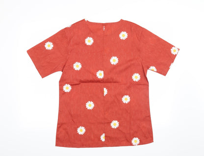 Womens UK Size S Preworn Orange Basic Blouse