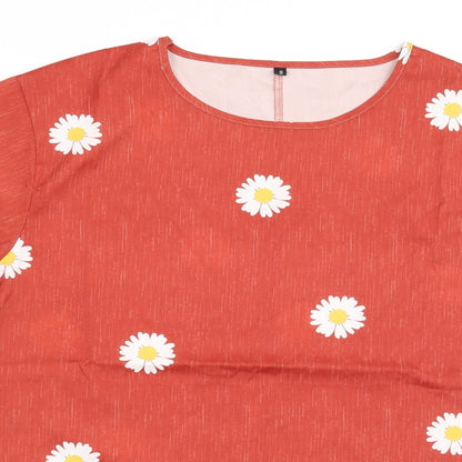 Womens UK Size S Preworn Orange Basic Blouse