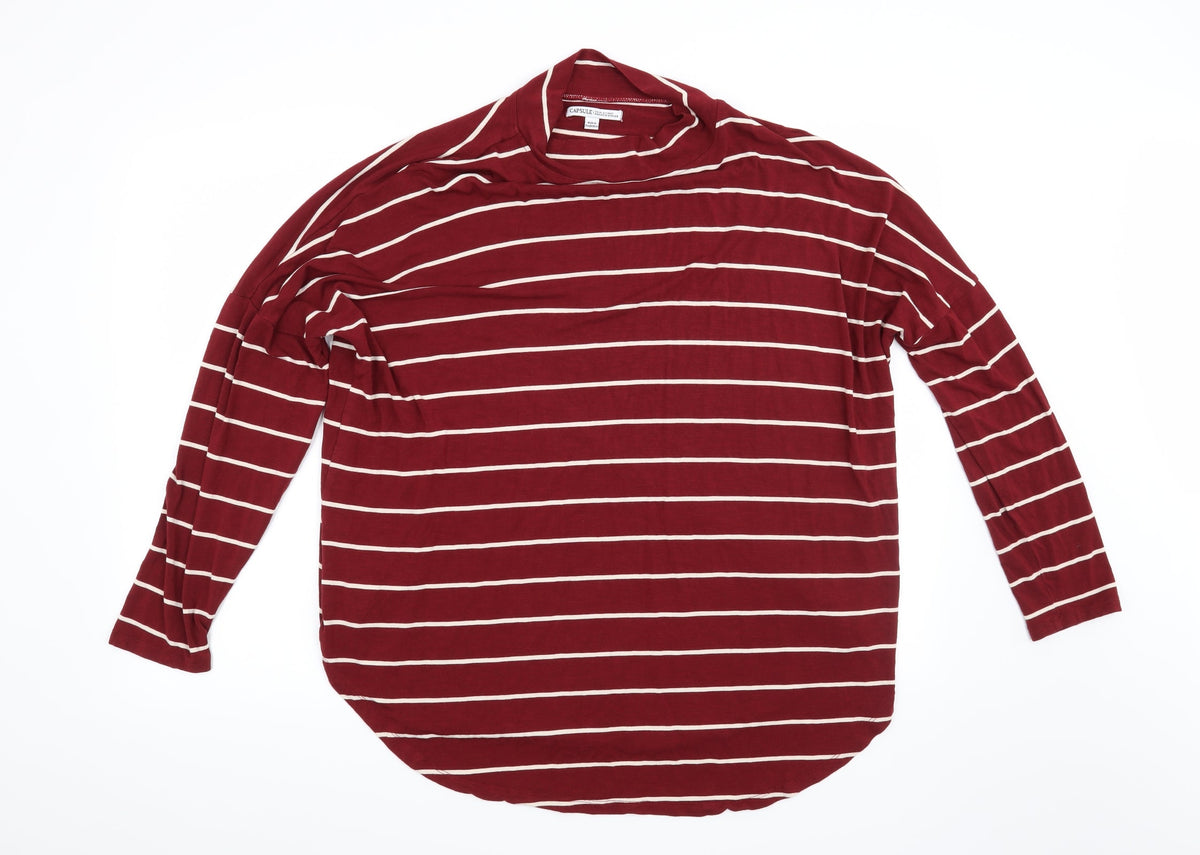 Additional front view of Capsule women’s red striped pullover sweatshirt, size UK 18