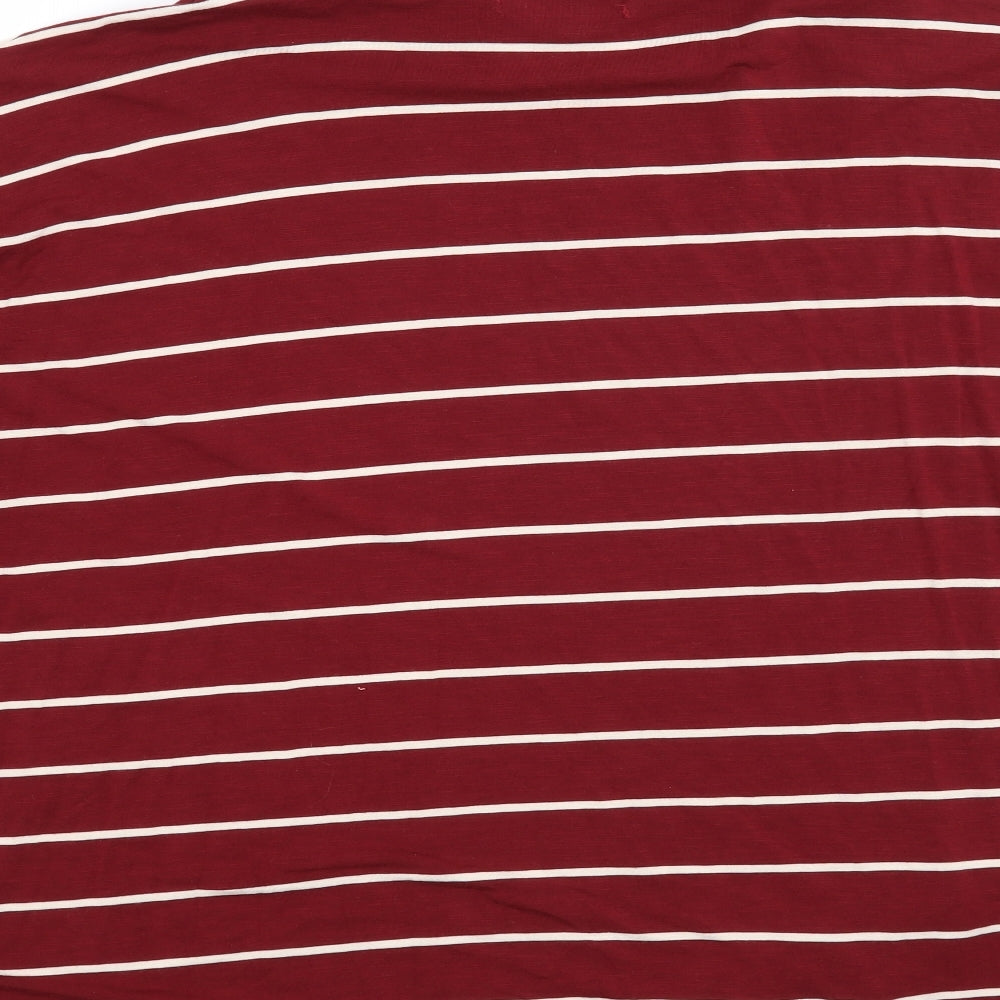 Brand and care label for Capsule women’s red striped pullover sweatshirt, size UK 18