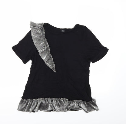 Womens UK Size 10 River Island Black Basic T-Shirt