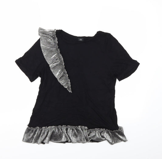 Womens UK Size 10 River Island Black Basic T-Shirt