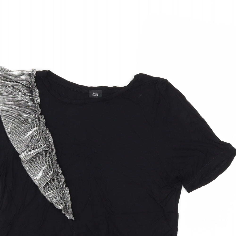 Womens UK Size 10 River Island Black Basic T-Shirt