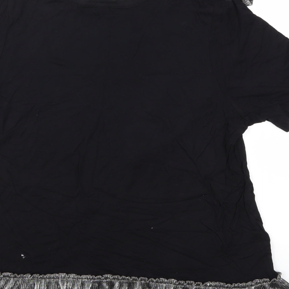 Womens UK Size 10 River Island Black Basic T-Shirt