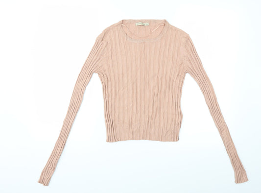 Bershka Womens Pink  Knit Pullover Jumper Size L