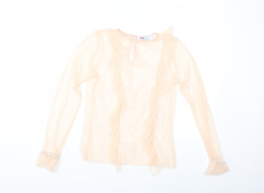 Womens UK Size 10 Pink Vanilla Pink Basic Blouse